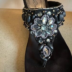 White Mountain Black Embellished Sandals
